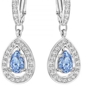 Swarovski Attract Drop Earrings, Pear Cut, Light Blue Crystal